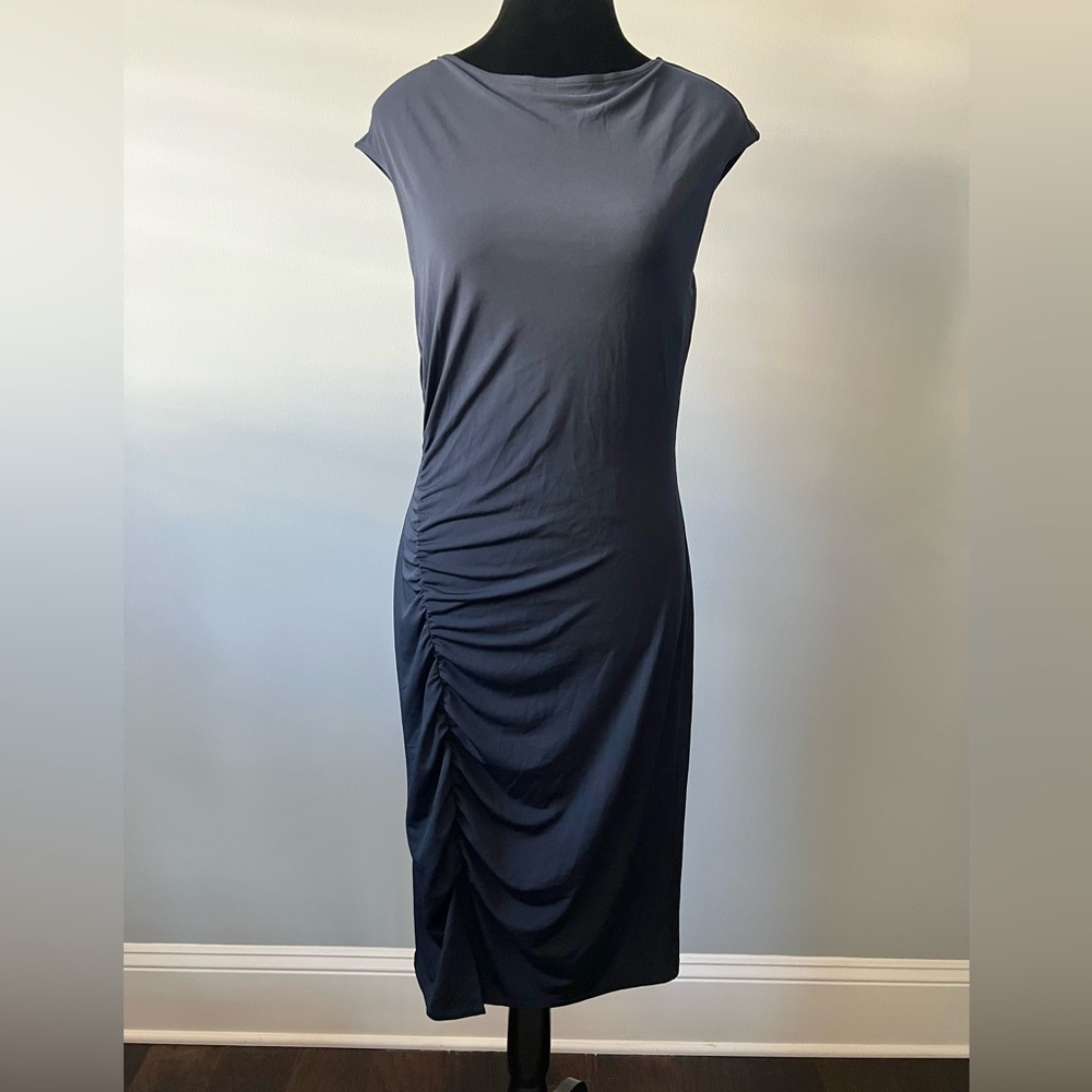 NIC + ZOE Women’s Knit Boat Neck Sleeveless Twist Dress Navy Size Small